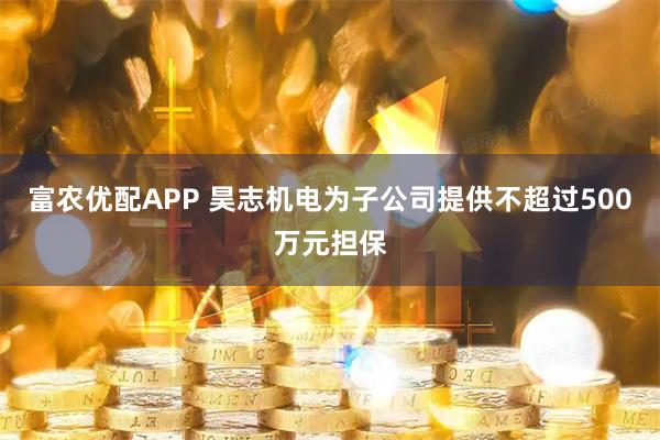 富农优配APP 昊志机电为子公司提供不超过500万元担保