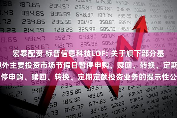 宏泰配资 标普信息科技LOF: 关于旗下部分基金2025年5月26日因境外主要投资市场节假日暂停申购、赎回、转换、定期定额投资业务的提示性公告